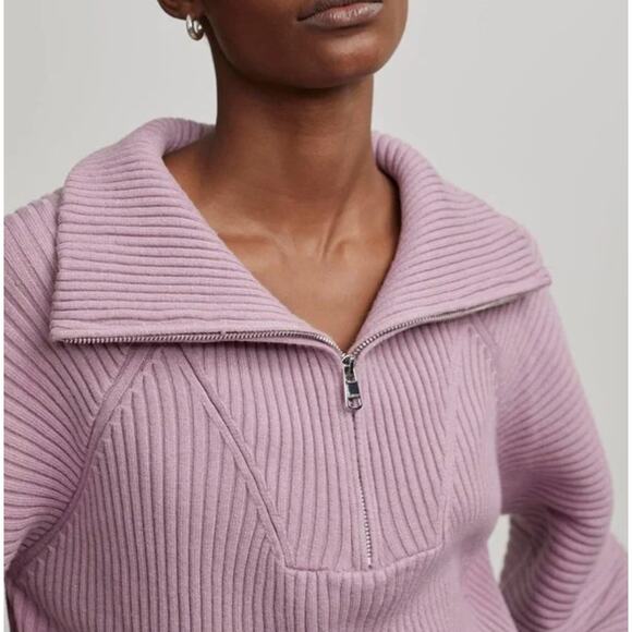 Anthropologie Varley Reid Half-Zip Knit Pullover in Smokey Grape Size Small - Picture 3 of 10